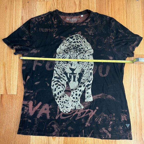 GUESS Eco Collection Leo Graffiti Tee Leopard Brown Black Men's Streetwear L - Picture 7 of 8